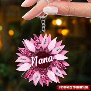 Nana, Mom, Auntie Family Sunflower - Personalized Acrylic Keychain - Birthday, Loving Gift For Mother, Grandma, Grandmother