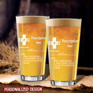 Personalized Funny Prescription Beer Glass with Laser Engraved Name Gift for Grandpa Dad