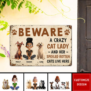 Crazy Dog Lady And Her Dogs - Personalized Metal Sign