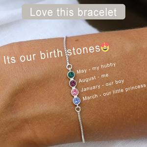 Personalized Stars Dainty Birthstone Bracelet, Mother Day Gift