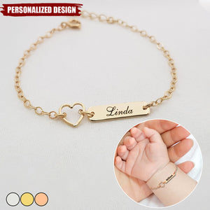 Personalized Baby Bar Name Bracelet With Heart Charm