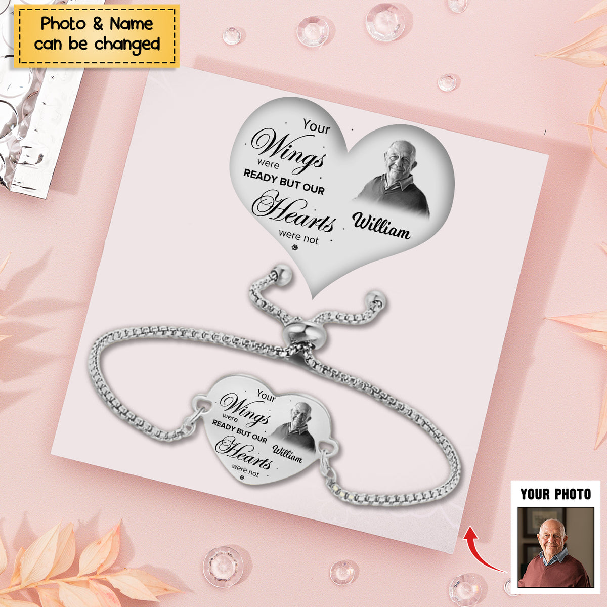 Your Wings Were Ready - Stainless Steel Personalized Bracelet