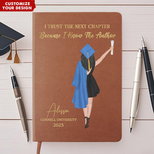 I Trust The Next Chapter - Family Personalized Leather Journal - Graduation Gift For Family Members, Siblings, Brothers, Sisters
