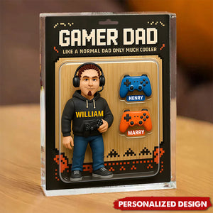 Gamer Dad Cooler Custom Action Figure-Personalized Acrylic Block Plaque-Father's Day Gift