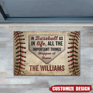 In Baseball As In Life All The Important Things - Personalized Baseball Doormat