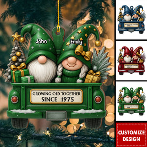 Growing Old Together-Personalized Wood Ornament-Gift for Couples and Parents