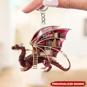 Mystical Dragon Book-Personalized Keychain For Book Lovers