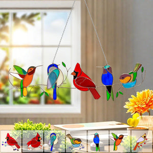 Stained Glass Humming Birds Suncatcher - Gift For Bird Lovers