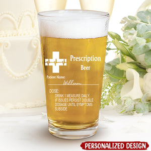 Personalized Funny Prescription Beer Glass with Laser Engraved Name Gift for Grandpa Dad