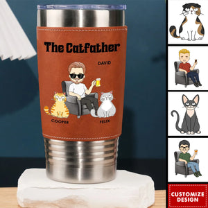 The Catfather - Personalized Custom Leather Tumbler