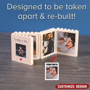 Personalised Fold-Out Daddy & Me Brick Photo Block Gift Mini Photo Album Keepsake Gift for Dad