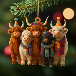 Highland Cow Christmas Ornament, Holiday Gift for Cow Lover