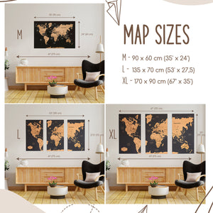 World Map Wall Art Push Pin Map