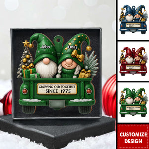 Growing Old Together-Personalized Wood Ornament-Gift for Couples and Parents