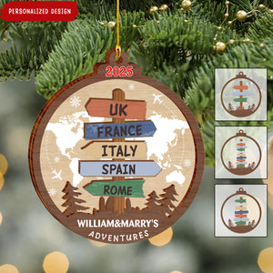 Personalized Travel Adventure Wood Ornament-Gift for Travelers
