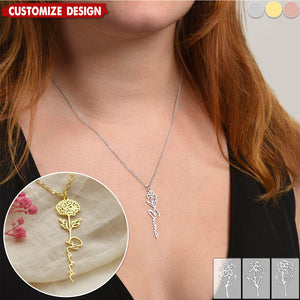 Graduation Gift - Personalized Flower Name Necklace