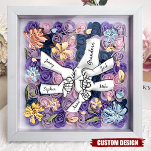 Holding Mom's Hands - Personalized Flower Shadow Box With Name