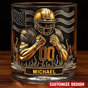 Personalized American Football Whiskey Glass - American Football Lovers Gift