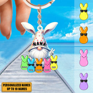 Bunny Nana Grandma Easter Grandkids Personalized Acrylic Keychain