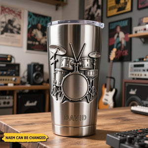 Personalized Drum Pattern Stainless Steel Tumbler-Gift for Drummer