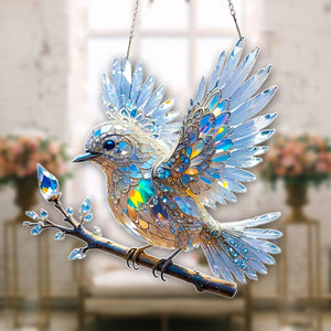 Crystal Sky Bluebird Window Hanging - Gift for Bird Lover