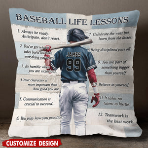 Baseball Life Lessons -Personalized Pillow - Gift For Baseball Lover