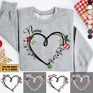 2024 New Release Nana Heart Christmas And Grandkids Sweatshir