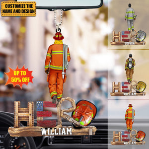 Firefighter - The Hero, Personalized Acrylic Custom Shape Christmas/Car Ornament, Gift For Firefighter