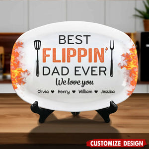 Best Flippin’ Dad Ever - Family Personalized Platter - Father's Day, Gift For Dad, Grandpa