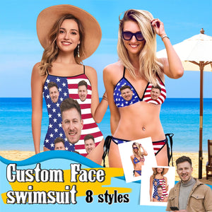 Personalized Flag Swimsuit-Independence Day Suits-Gift for Wife Mom