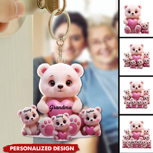 Personalized Cute Bear Keychain-Gift For Mom, Grandma