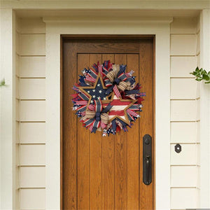 Handmade American Patriotic Star Wreath - Independence Day Decoration Gifts