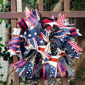 Handmade American Patriotic Star Wreath - Independence Day Decoration Gifts