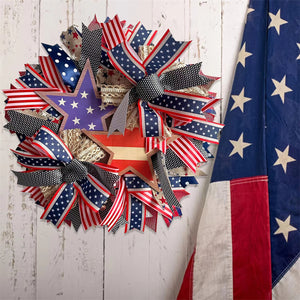 Handmade American Patriotic Star Wreath - Independence Day Decoration Gifts