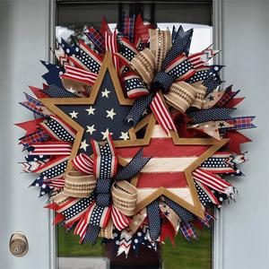 Handmade American Patriotic Star Wreath - Independence Day Decoration Gifts