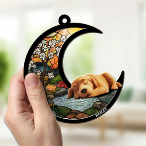 Dreaming Of Treats And Belly Rubs - Personalized Suncatcher - Gift For Dog Lovers