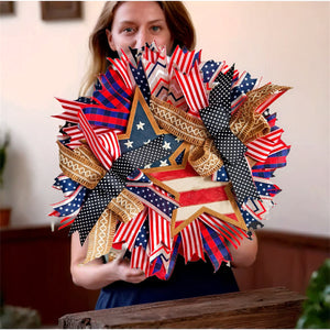 Handmade American Patriotic Star Wreath - Independence Day Decoration Gifts