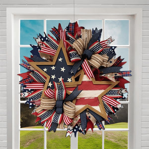 Handmade American Patriotic Star Wreath - Independence Day Decoration Gifts