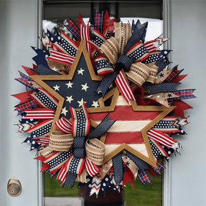 Handmade American Patriotic Star Wreath - Independence Day Decoration Gifts