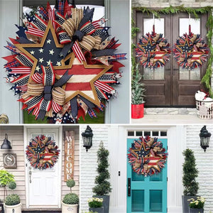 Handmade American Patriotic Star Wreath - Independence Day Decoration Gifts