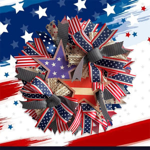 Handmade American Patriotic Star Wreath - Independence Day Decoration Gifts