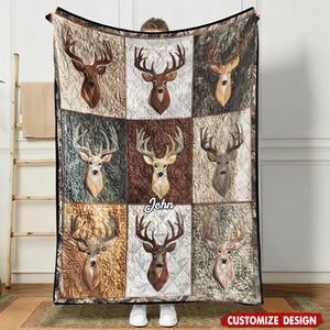 Personalized Deer Hunting Quilt Blanket - Gift for Hunter
