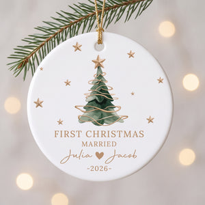 Personalized First Married Engaged Christmas Ornament - Merry Christmas Gifts