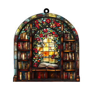 Library Bookshelf Window Hanging - Gift for Book Lover