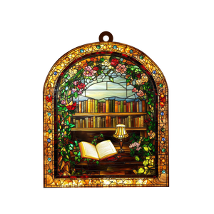 Library Bookshelf Window Hanging - Gift for Book Lover
