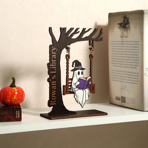 Personalized Chilling Ghost On Swing - Ghost Bookshelf Decor