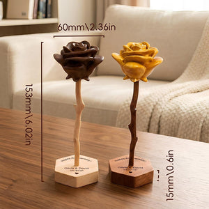 Hand-carved wooden roses – Personalized Engraved Base