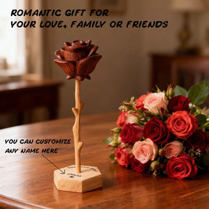 Hand-carved wooden roses – Personalized Engraved Base