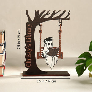 Personalized Chilling Ghost On Swing - Ghost Bookshelf Decor