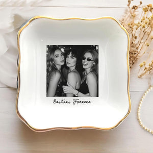 Personalized Bestie Photo Jewelry Dish - Gifts for Best Friend, Birthday Gifts For Bestie